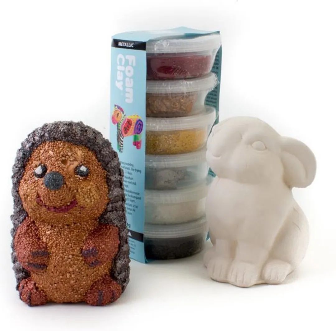 Foam Clay Knutselpakket Egel & Bosdieren - 9 Stuks - Metallic Kleuren