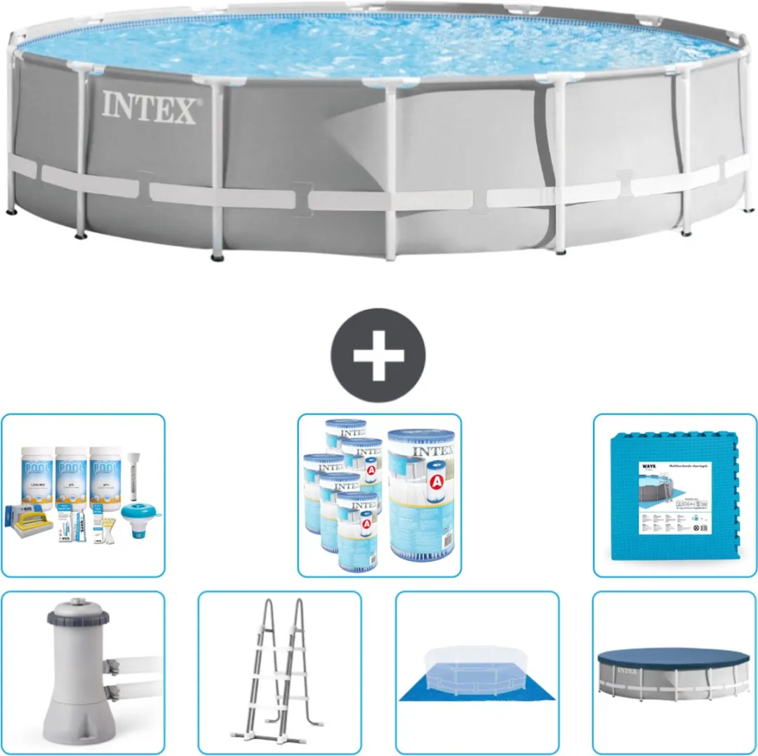 Intex Rond Prism Frame Zwembad 427x107cm - Grijs