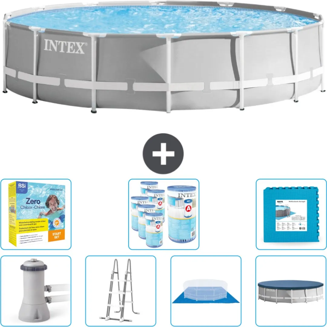 Intex Rond Prism Frame Zwembad 427x107cm - Grijs