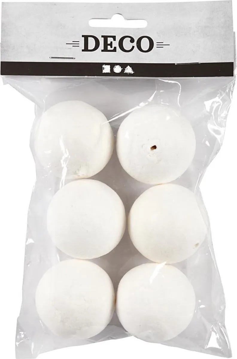 Creativ Company Creotime Katoen Ballen Set 6 Stuks Wit