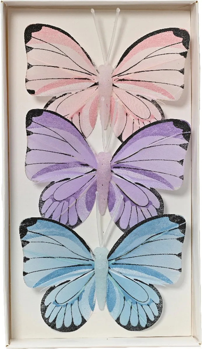 Decoris Vlinders op Draad - 9 Stuks - 8x6cm - Multi