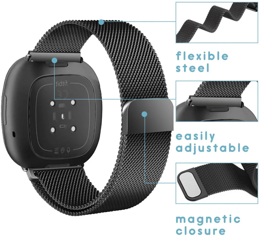 Imoshion Milanees Magnetisch Bandje - Fitbit Sense/Versa - Zwart