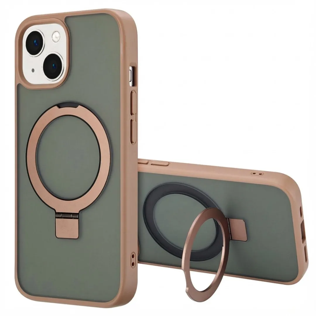 Accezz iPhone 15 Hoesje - Ring Stand MagSafe - Bruin