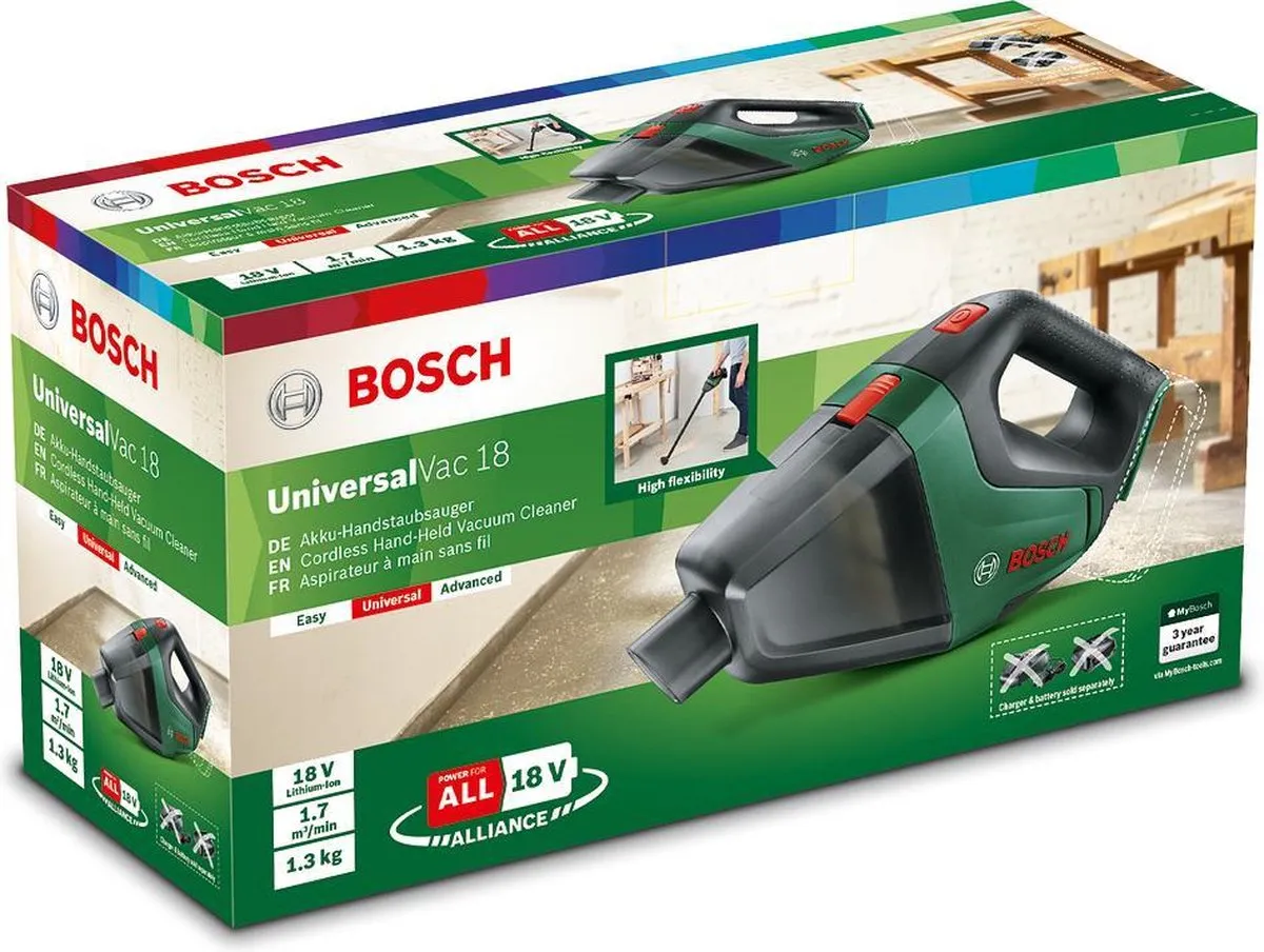 Bosch UniversalVac 18 Handstofzuiger - Zwart/ Groen - afbeelding 6 van 6