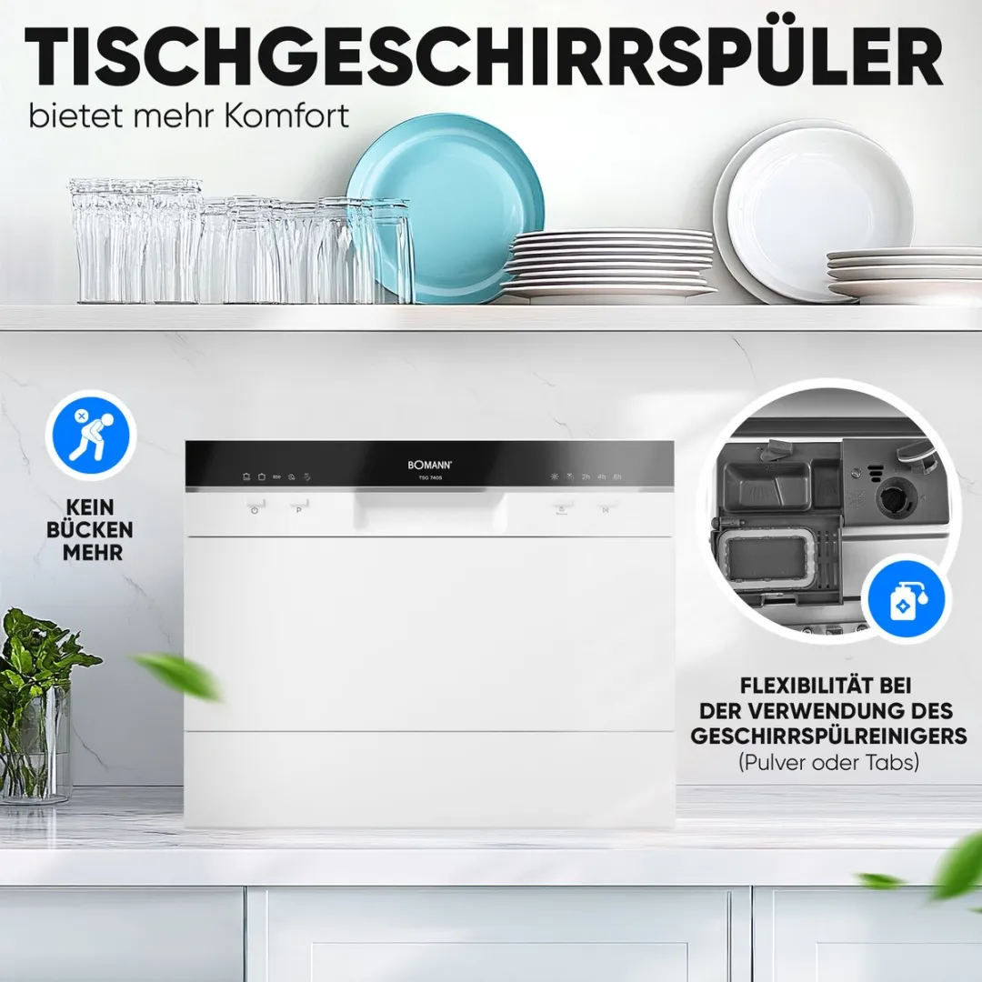 Bomann TSG 7405 Mini Vaatwasser 6 Couverts - Wit