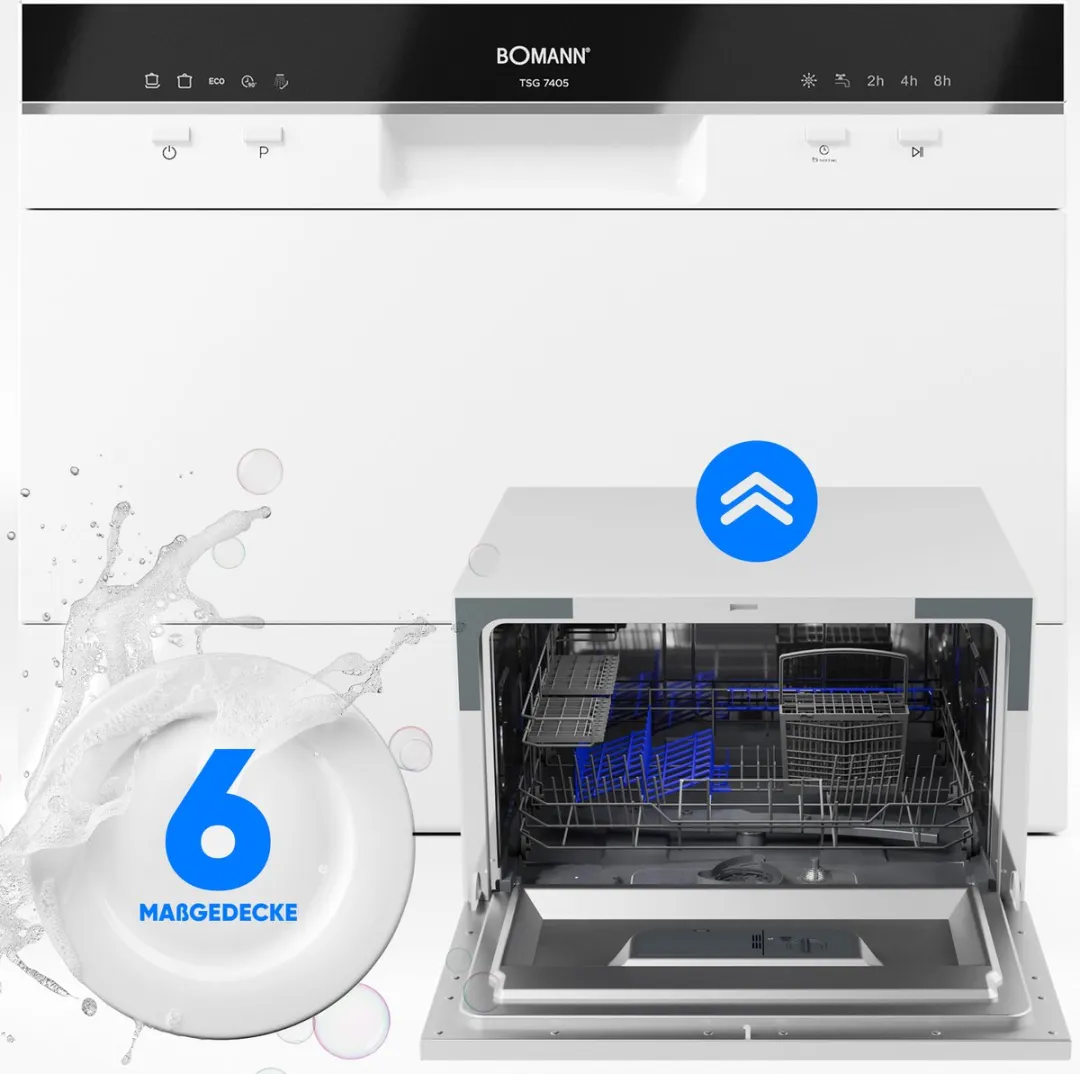 Bomann TSG 7405 Mini Vaatwasser 6 Couverts - Wit