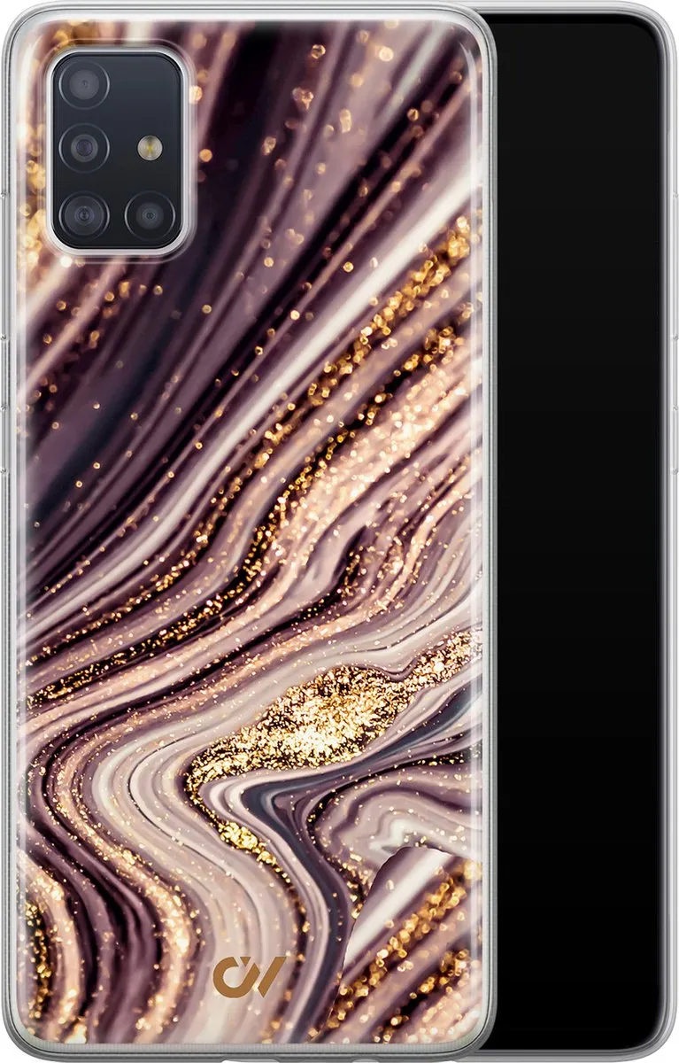 Casevibes Samsung Galaxy A51 Hoesje - Golden Pink Marble