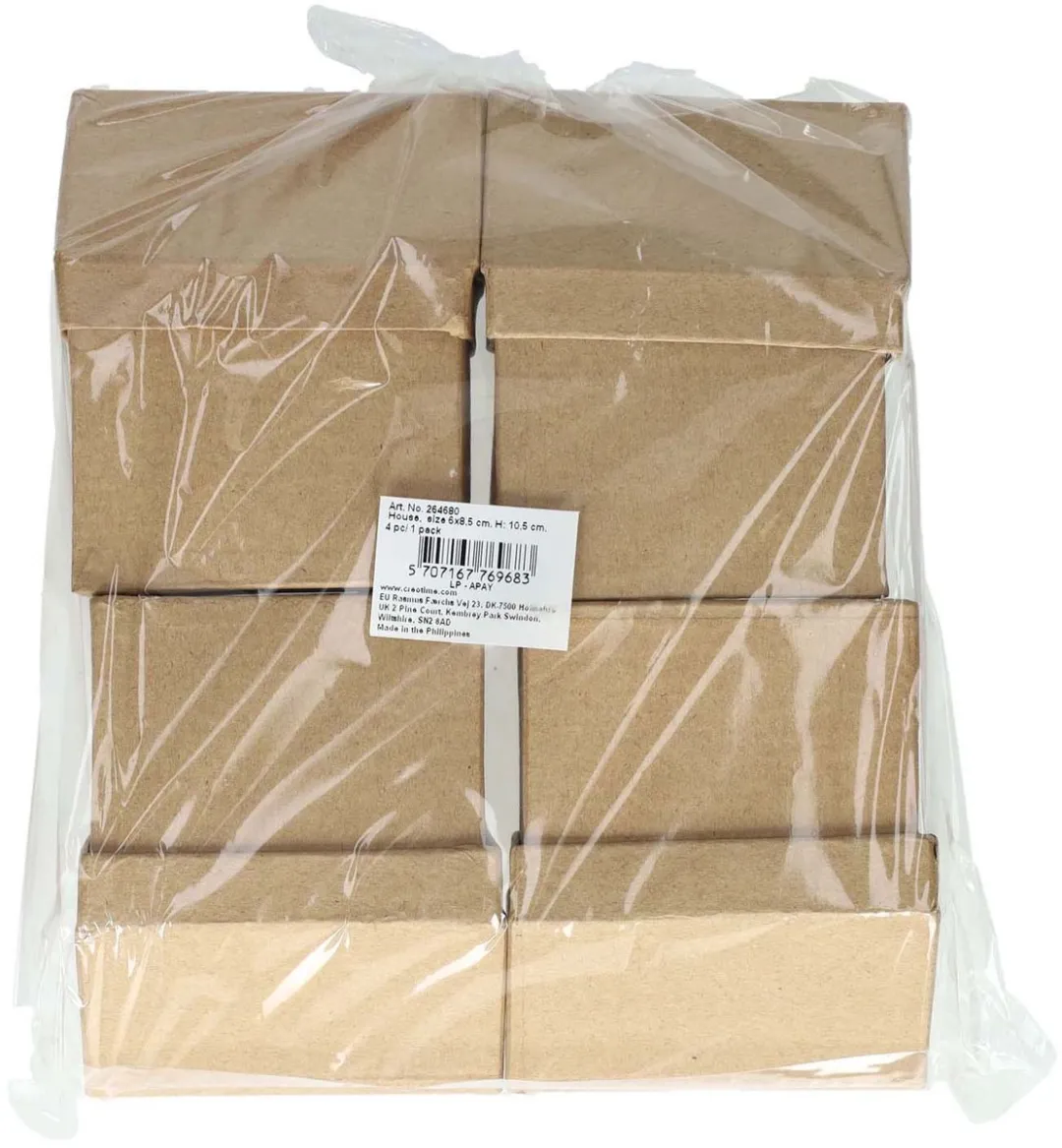 Creativ Company Creotime Huisjes 6x8,5cm - 4 Stuks Wit