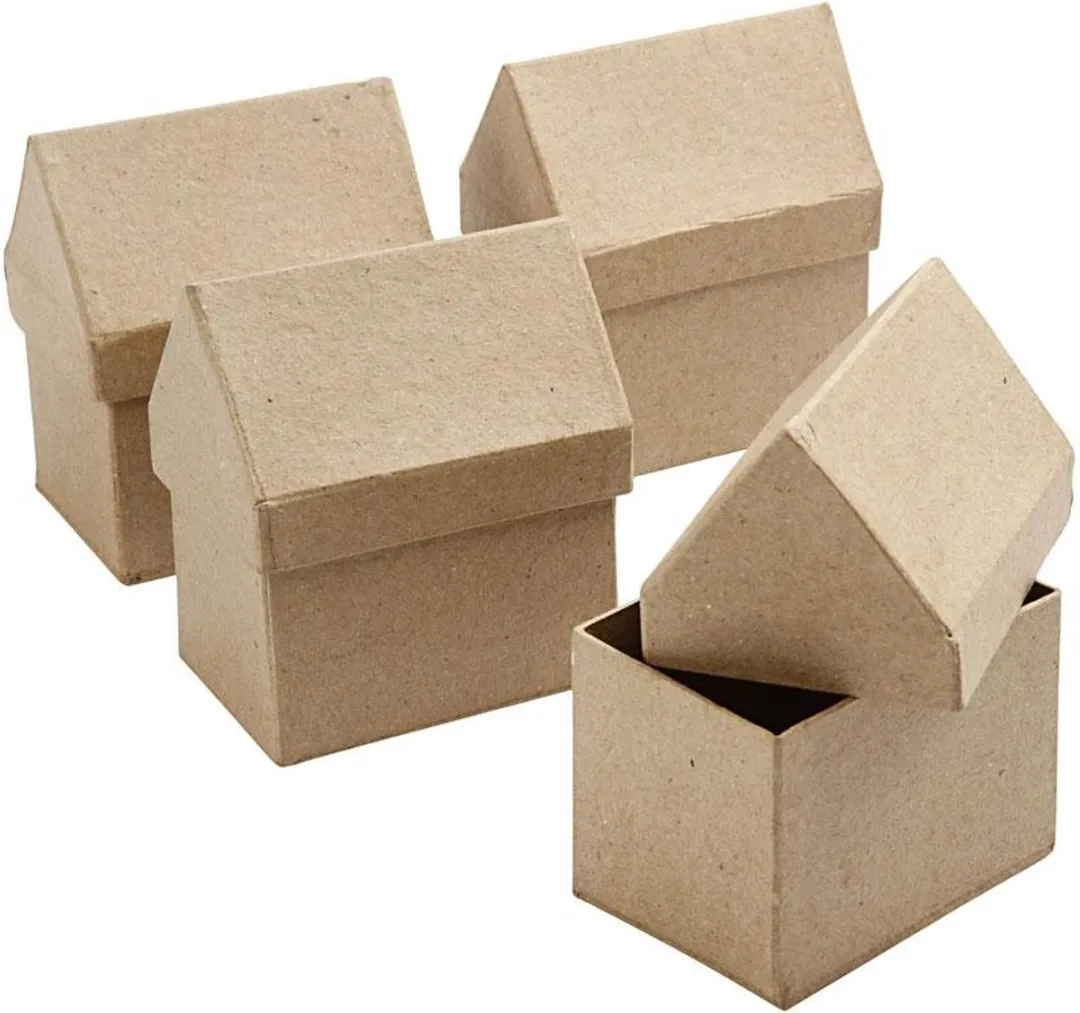 Creativ Company Creotime Huisjes 6x8,5cm - 4 Stuks Wit