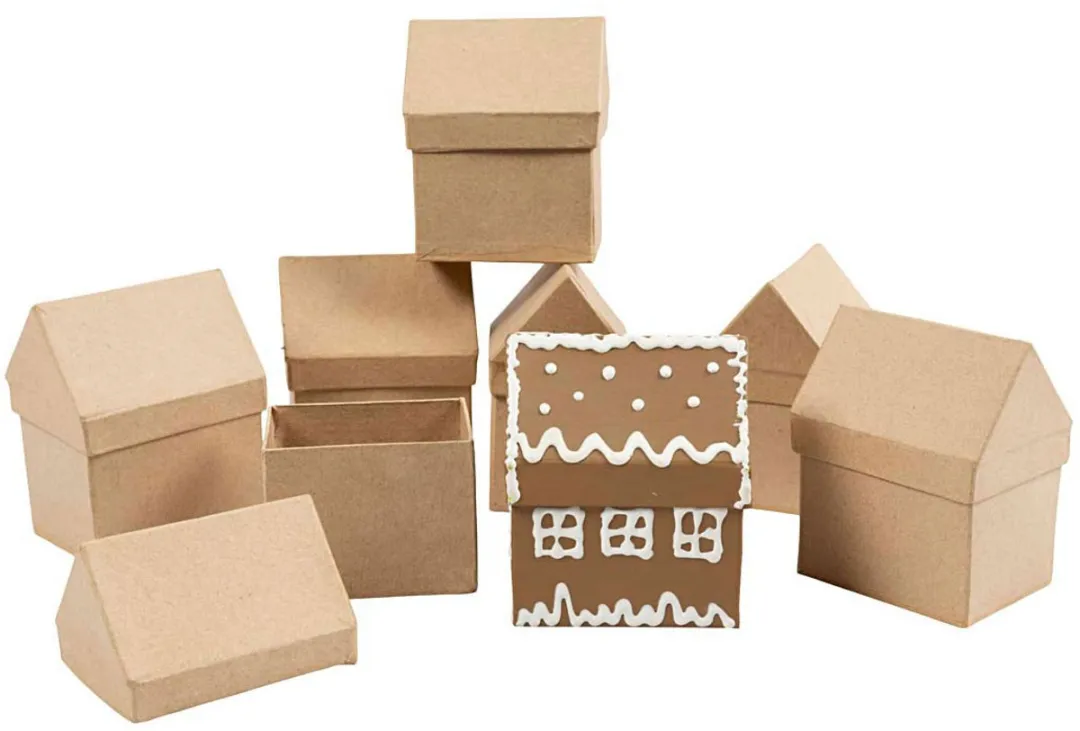 Creativ Company Creotime Huisjes 6x8,5cm - 4 Stuks Wit