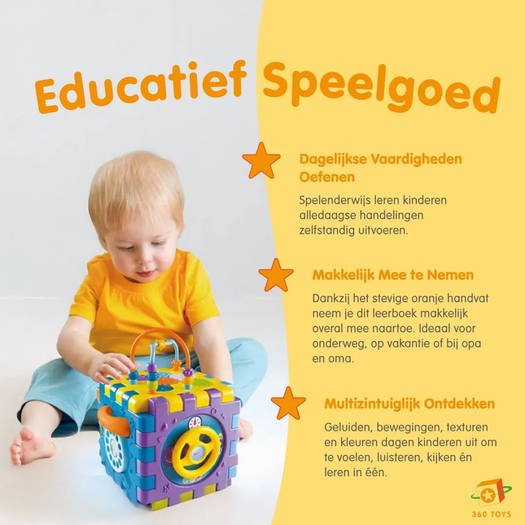360 Toys Activiteitenkubus - Sensorisch Speelgoed Meerkleurig