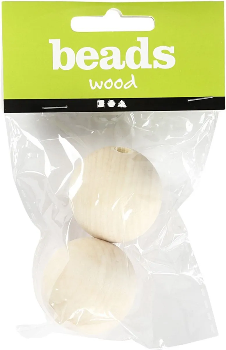 Creativ Company Houten Kralen 35mm - Naturel - 2 Stuks