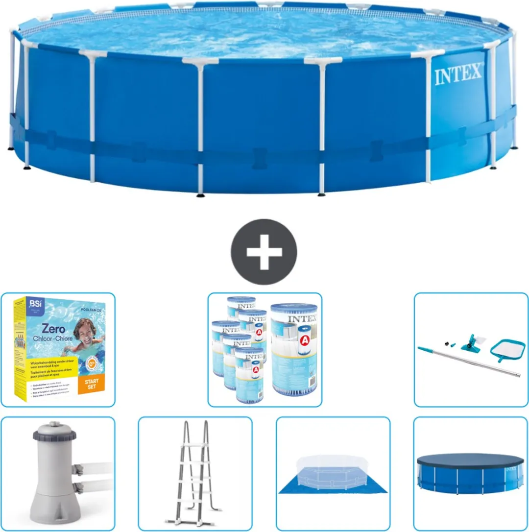 Intex 28242GN-Blauw Rond Frame Zwembad 457cm - Blauw