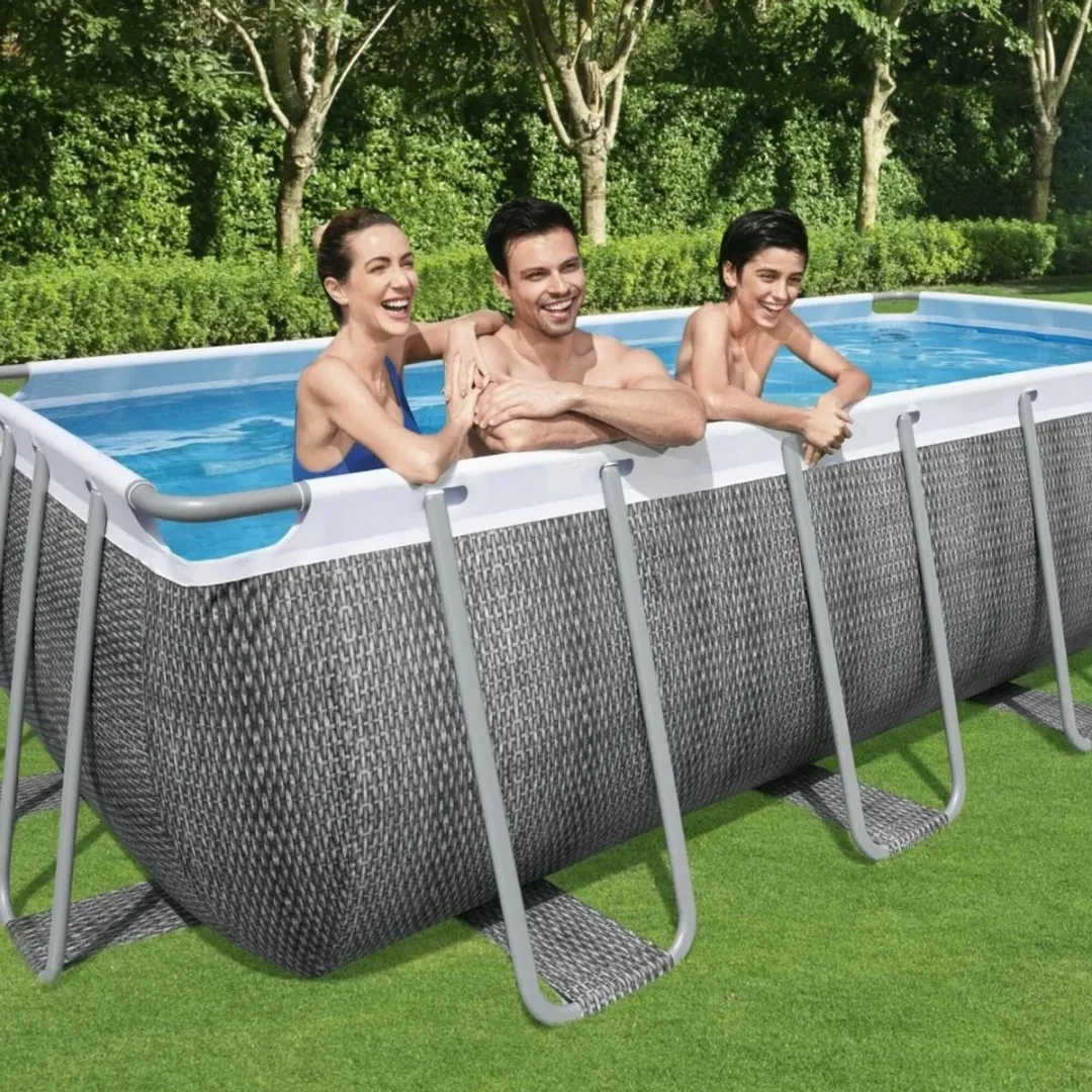Bestway Power Steel Rattanprint Opzetzwembad 549x274x122cm - 14.812L - Grijs
