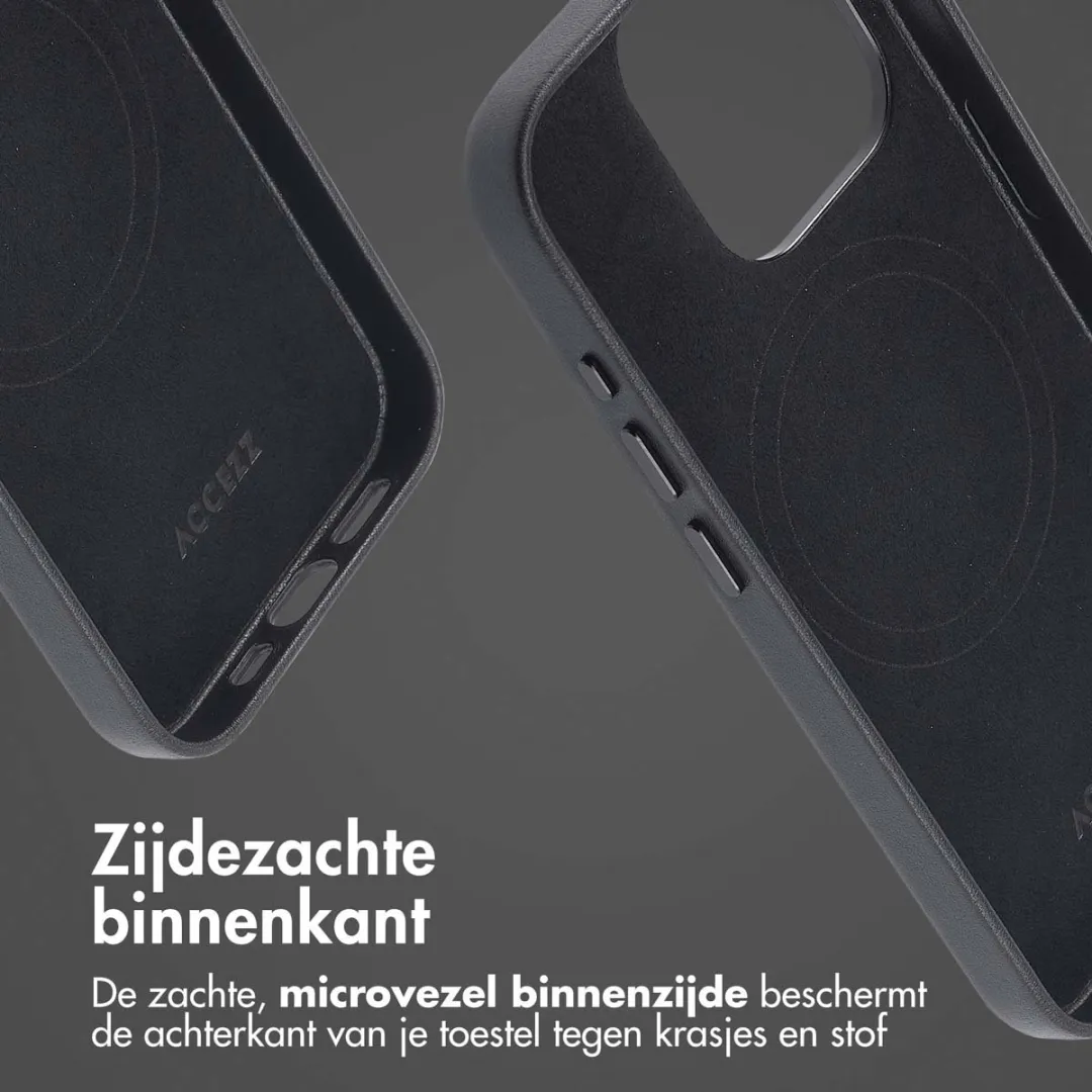 Accezz Hoesje iPhone 15 Pro - MagSafe Leather Black - 2 Pasjes