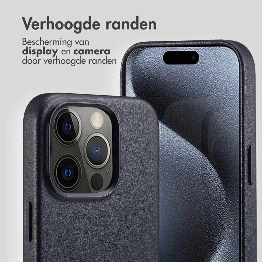 Accezz Hoesje iPhone 15 Pro - MagSafe Leather Black - 2 Pasjes