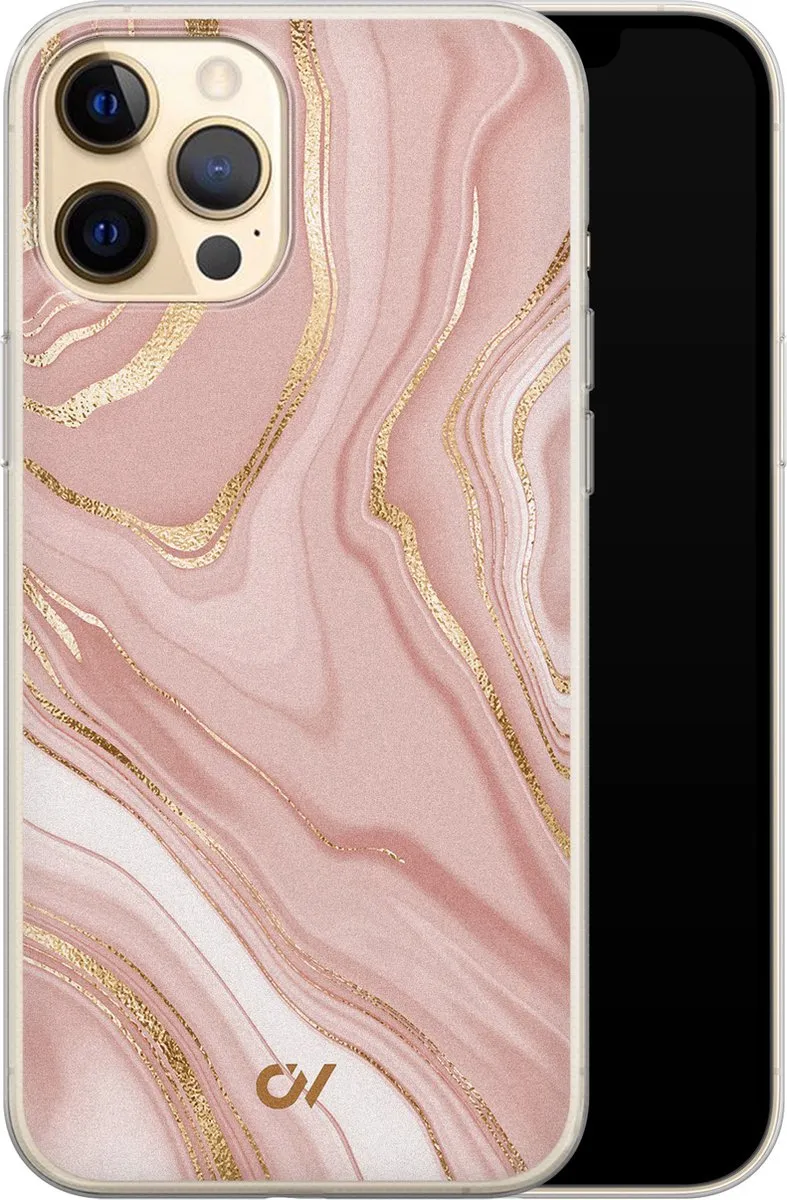Casevibes iPhone 12 Hoesje Rose Marble - A/13/UV/013