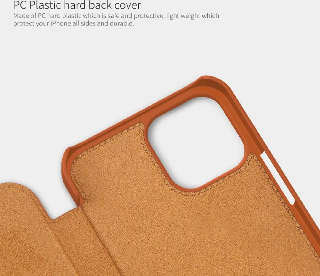 Nillkin Qin Leather Case iPhone 12 Pro Max - Bruin - 2 Pasjes