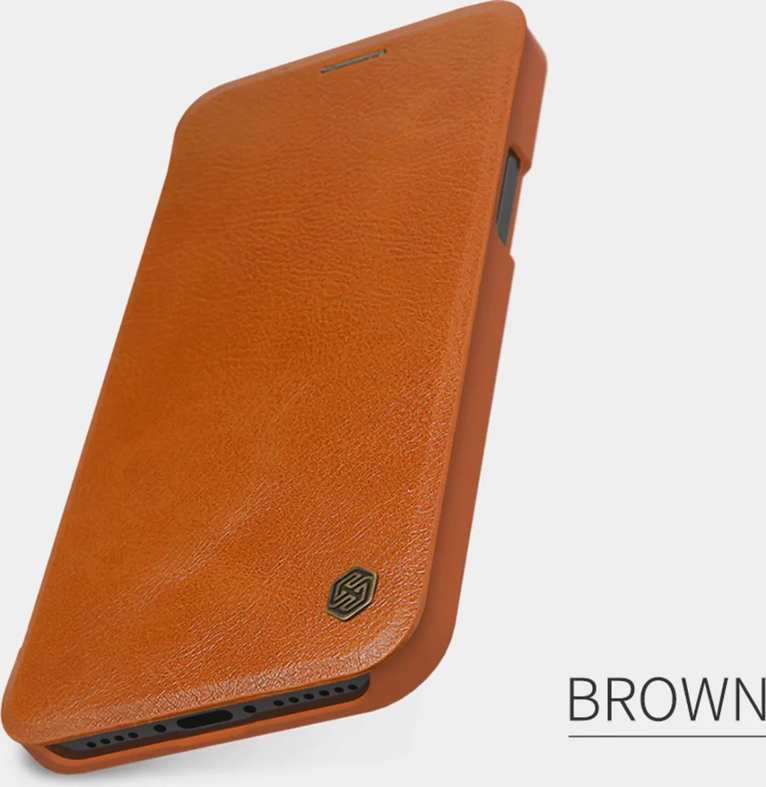 Nillkin Qin Leather Case iPhone 12 Pro Max - Bruin - 2 Pasjes