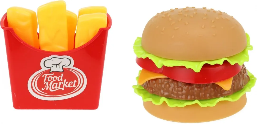 Toi-Toys Speelgoedeten Hamburger & Friet Multicolor - 8 Stuks