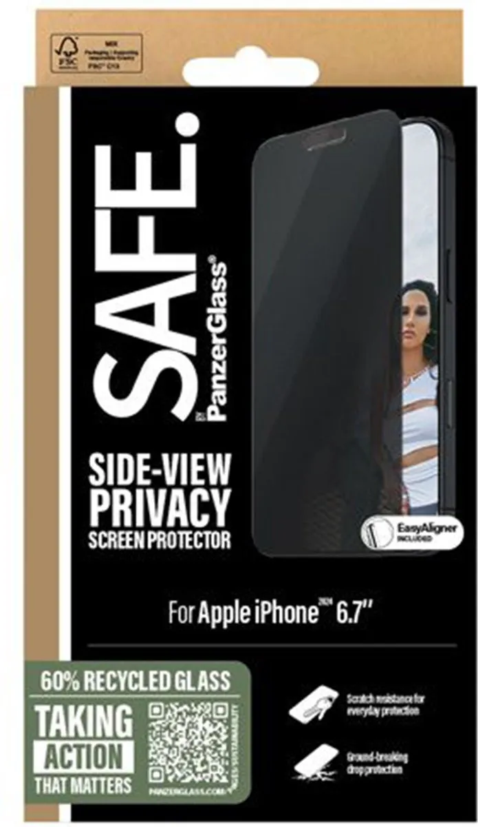 PanzerGlass iPhone 16 Plus Screenprotector - Oleofobisch - Zwart