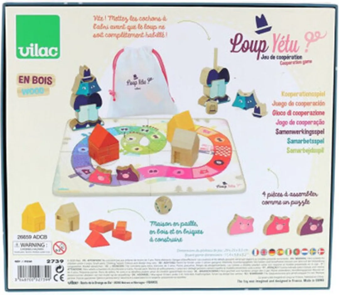Vilac Wolf en de Drie Biggetjes Bordspel - 29 Stuks - Multicolor - afbeelding 5 van 6