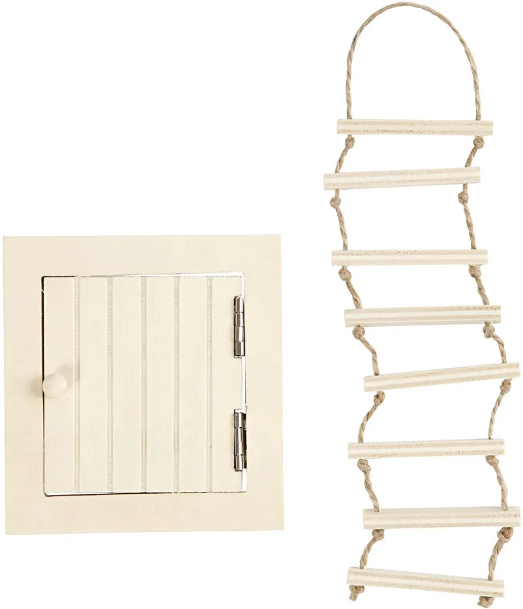 Creativ Company Triplex Zolderluik en Touwladder 9-20cm - 2 Stuks