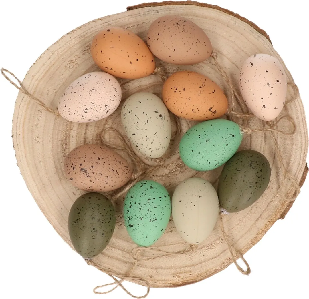 Decoris Hangende Paaseieren Kunststof - 12 Stuks - 6 cm - Groen