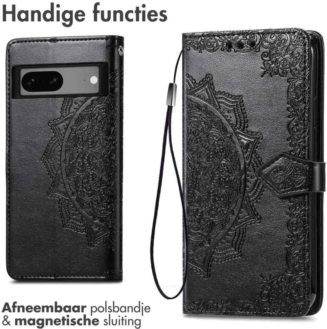 Imoshion Pixel 7a Hoesje Mandala Bookcase - 3 Pasjes - Zwart