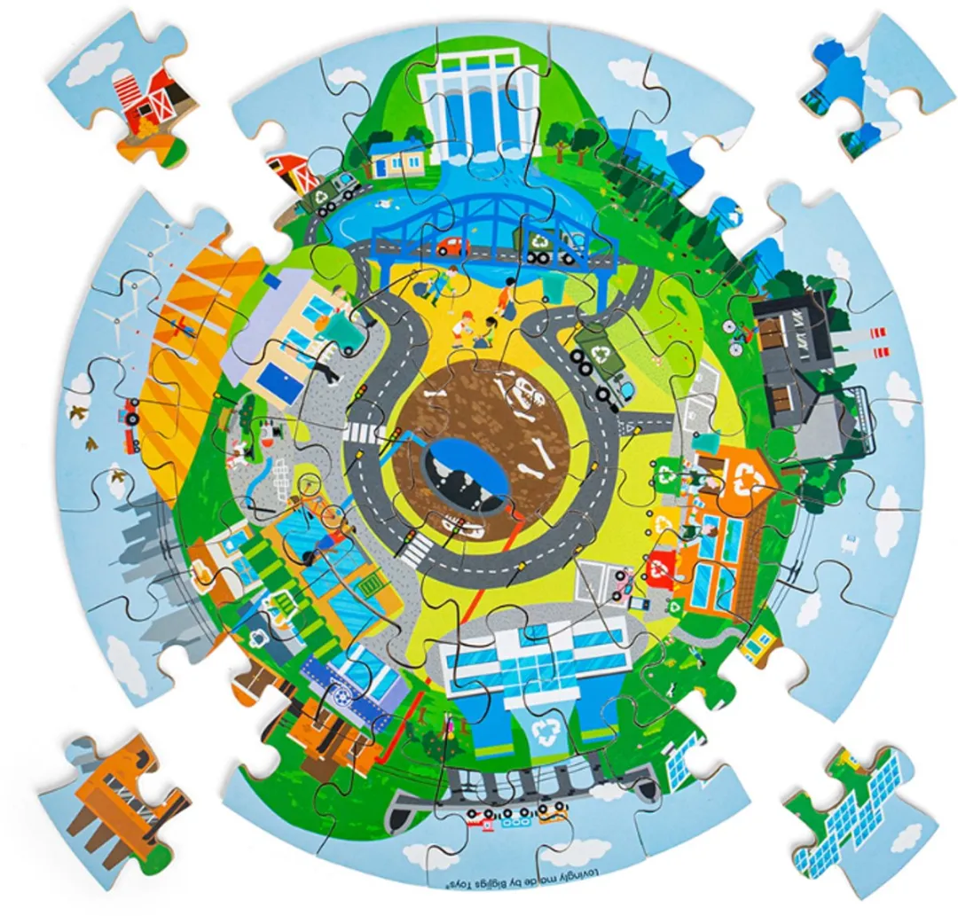 Bigjigs Recycling Ronde Vloer Puzzel - Multicolor