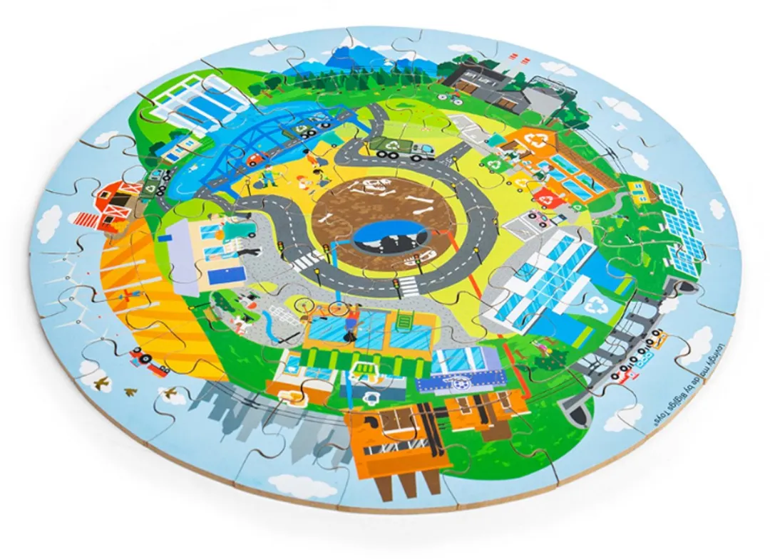 Bigjigs Recycling Ronde Vloer Puzzel - Multicolor