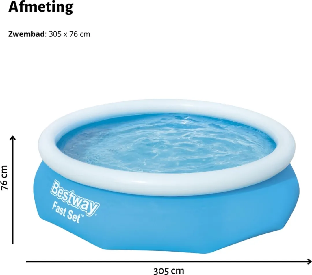 Bestway Fast Set Rond Zwembad 305x76cm - Blauw - 3800L - afbeelding 6 van 6