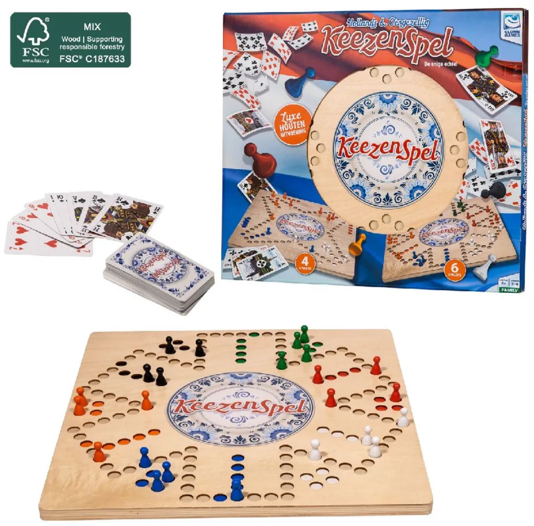 Clown Games Houten Keezenspel Multicolor - 6 Spelers