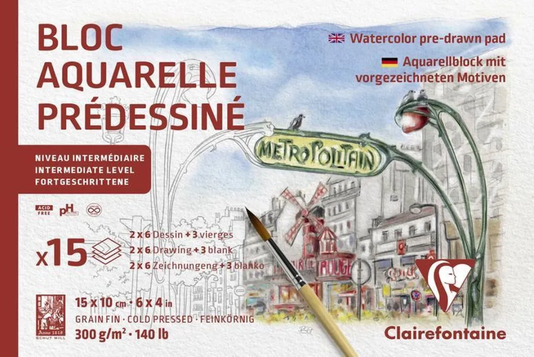 Clairefontaine Aquarelpapier Parijs A6 Voorgedrukt
