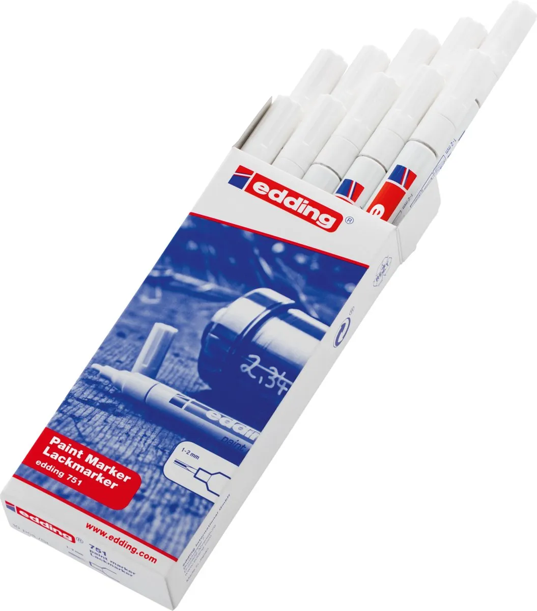 edding 751 Lakmarker Wit - 10 Stuks