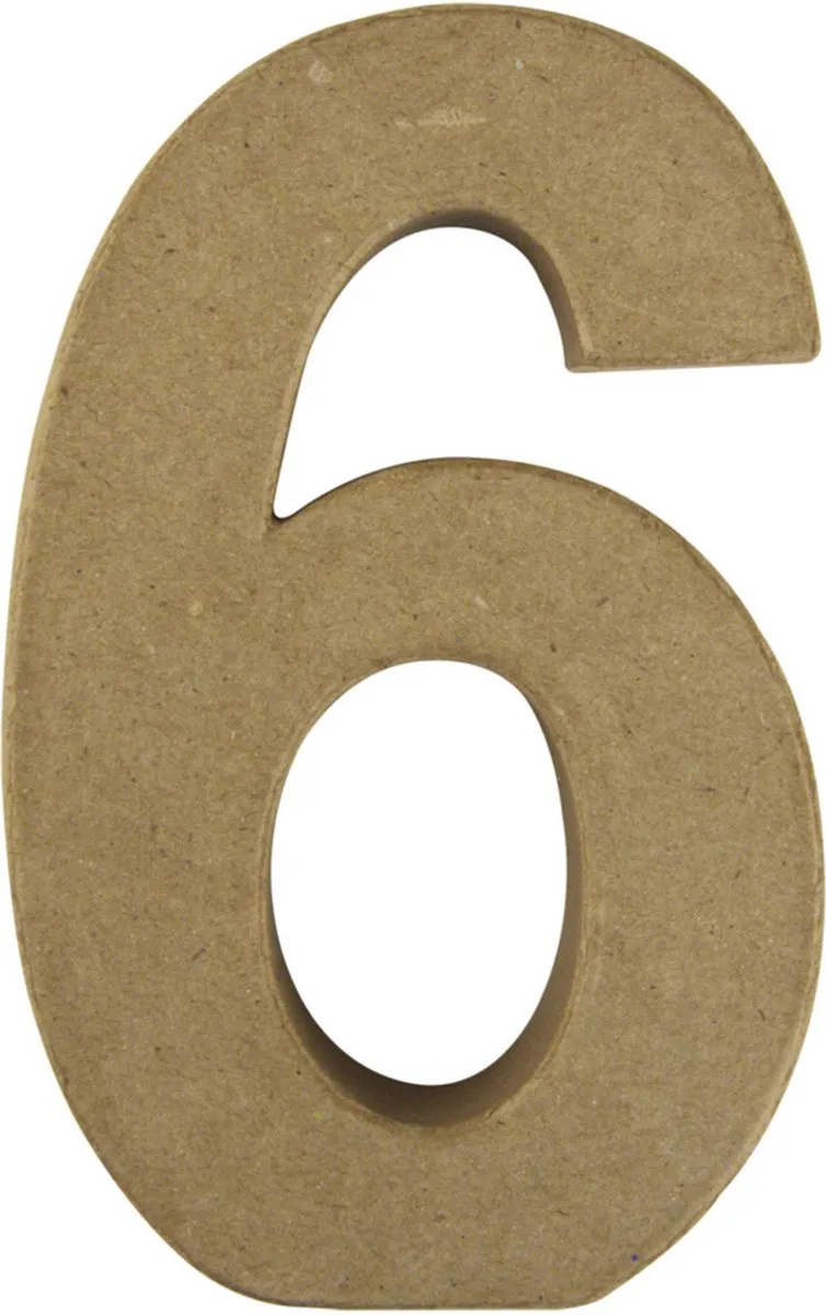 Rayher Papier Mâché 3D Cijfer 65 - 15x9x3cm - Beige