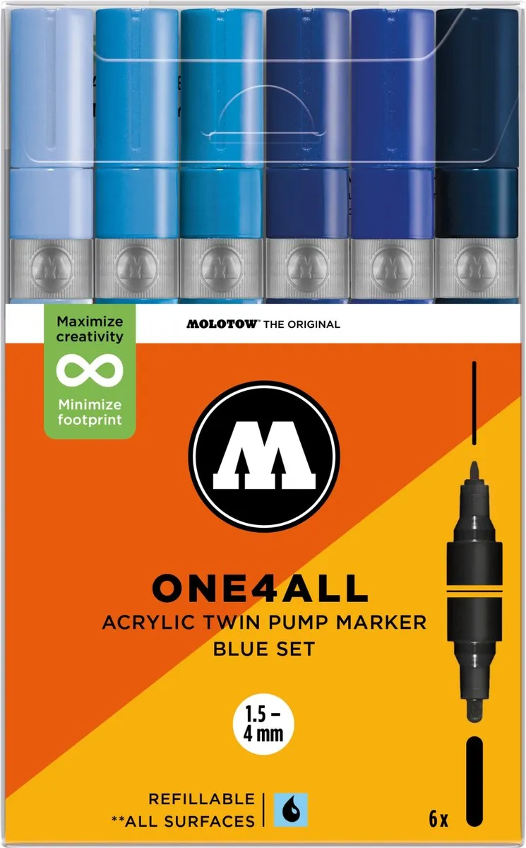 Molotow One4All Twin Acrylstiften Blauw Set
