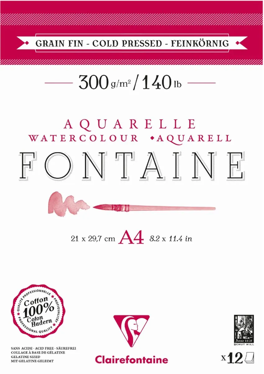 Clairefontaine Aquarelblok Fijnkorrelig A4