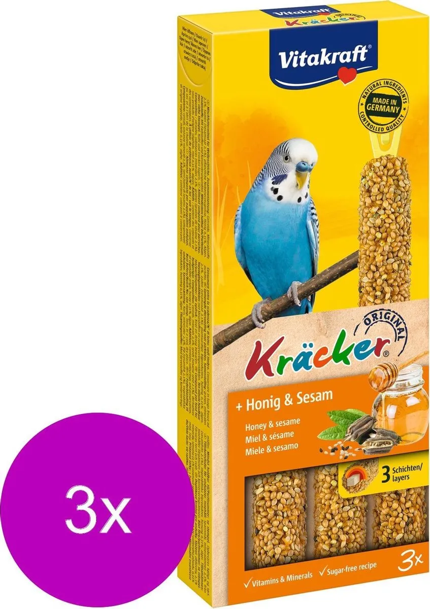 Vitakraft Parkiet Kracker Honing - 3 Stuks