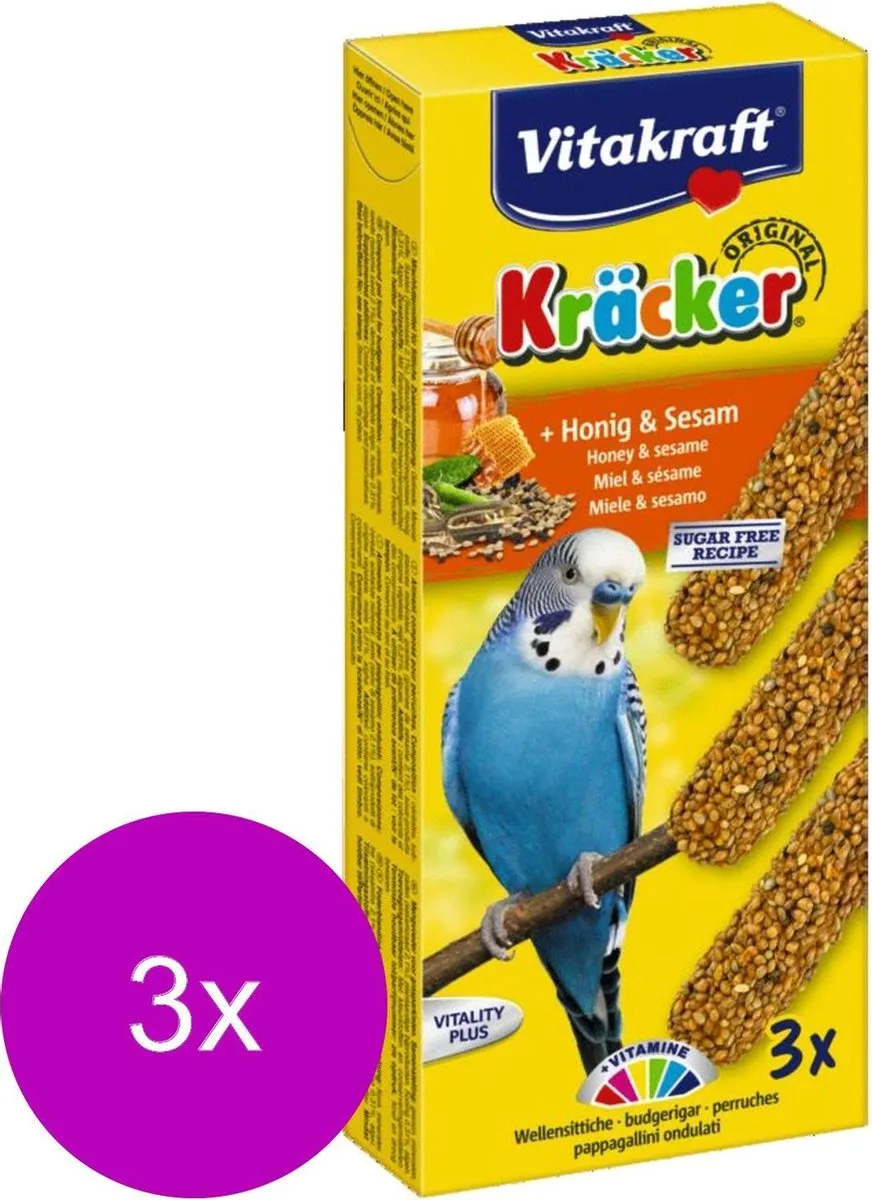 Vitakraft Parkiet Kracker Honing - 3 Stuks