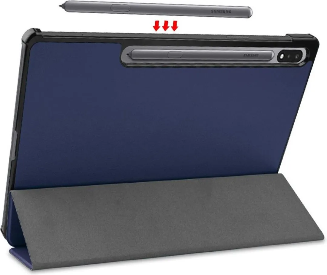 Just in Case Samsung Galaxy Tab S9 Bookcase Hoesje - Effen Blauw Kunstleer - afbeelding 6 van 6