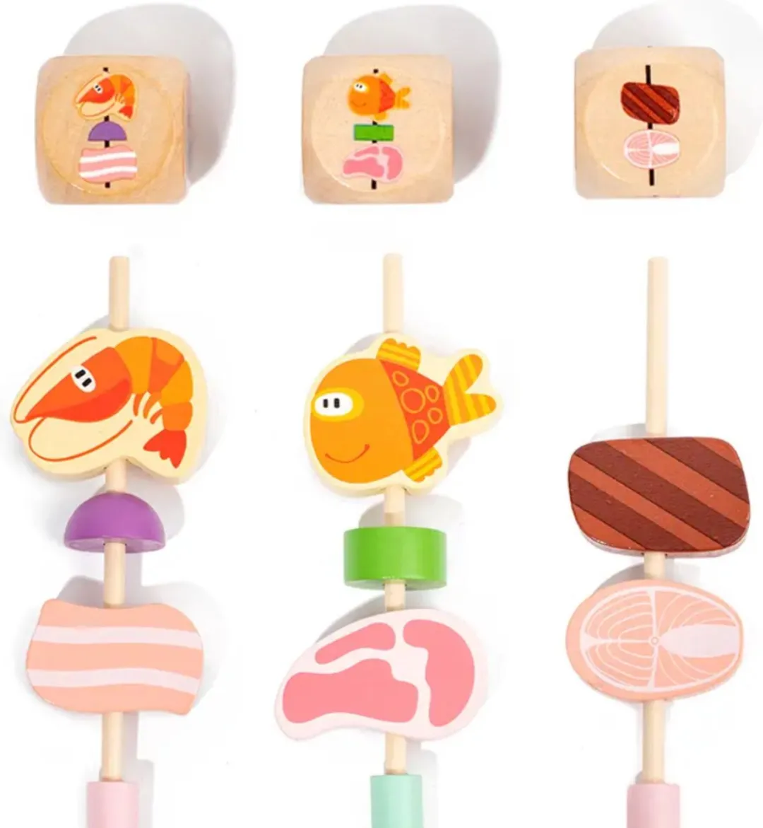 LiasToys Houten BBQ Set Blauw - Montessori Speelgoed