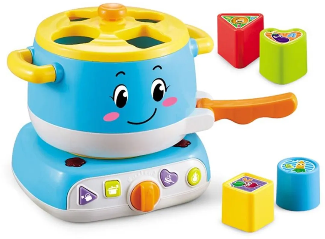 Luna Toys Kook Potje met Muziek & Licht – Blauw – Educatief Baby Speelgoed – 19,1×15,7×17,7 cm