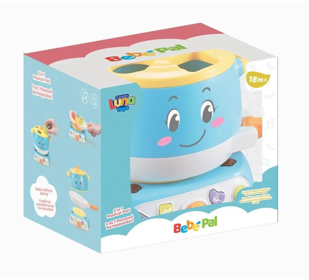 Luna Toys Kook Potje met Muziek & Licht – Blauw – Educatief Baby Speelgoed – 19,1×15,7×17,7 cm
