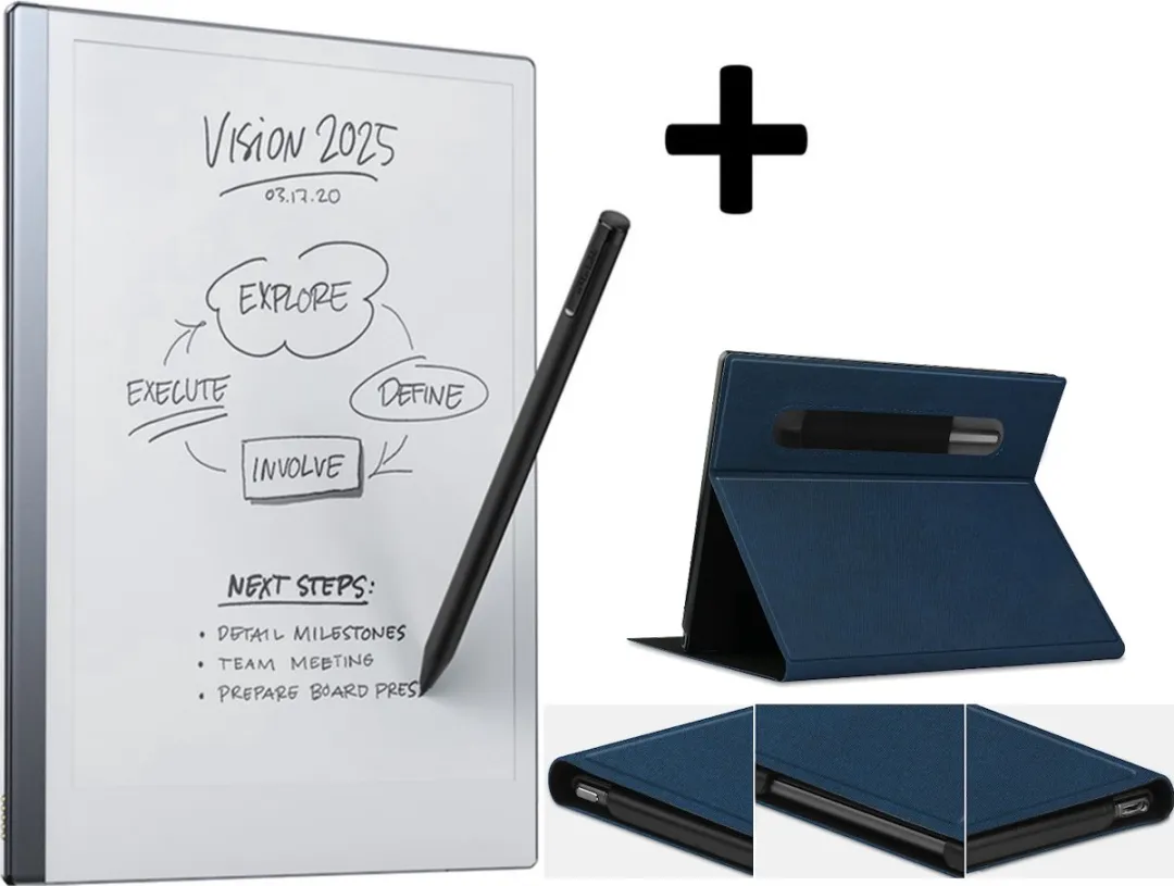 Remarkable 2 - Tekentablet - met Marker Plus incl gum en blauwe slim case folio