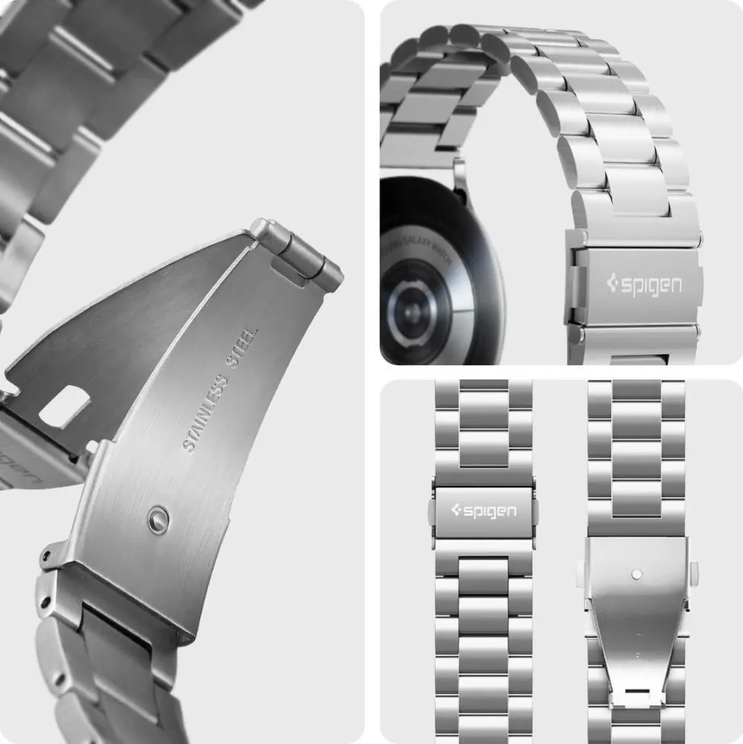 Spigen Modern Fit Roestvrijstalen Band Samsung Galaxy Watch 42mm - Zilver