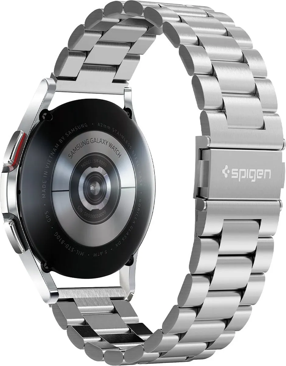 Spigen Modern Fit Roestvrijstalen Band Samsung Galaxy Watch 42mm - Zilver
