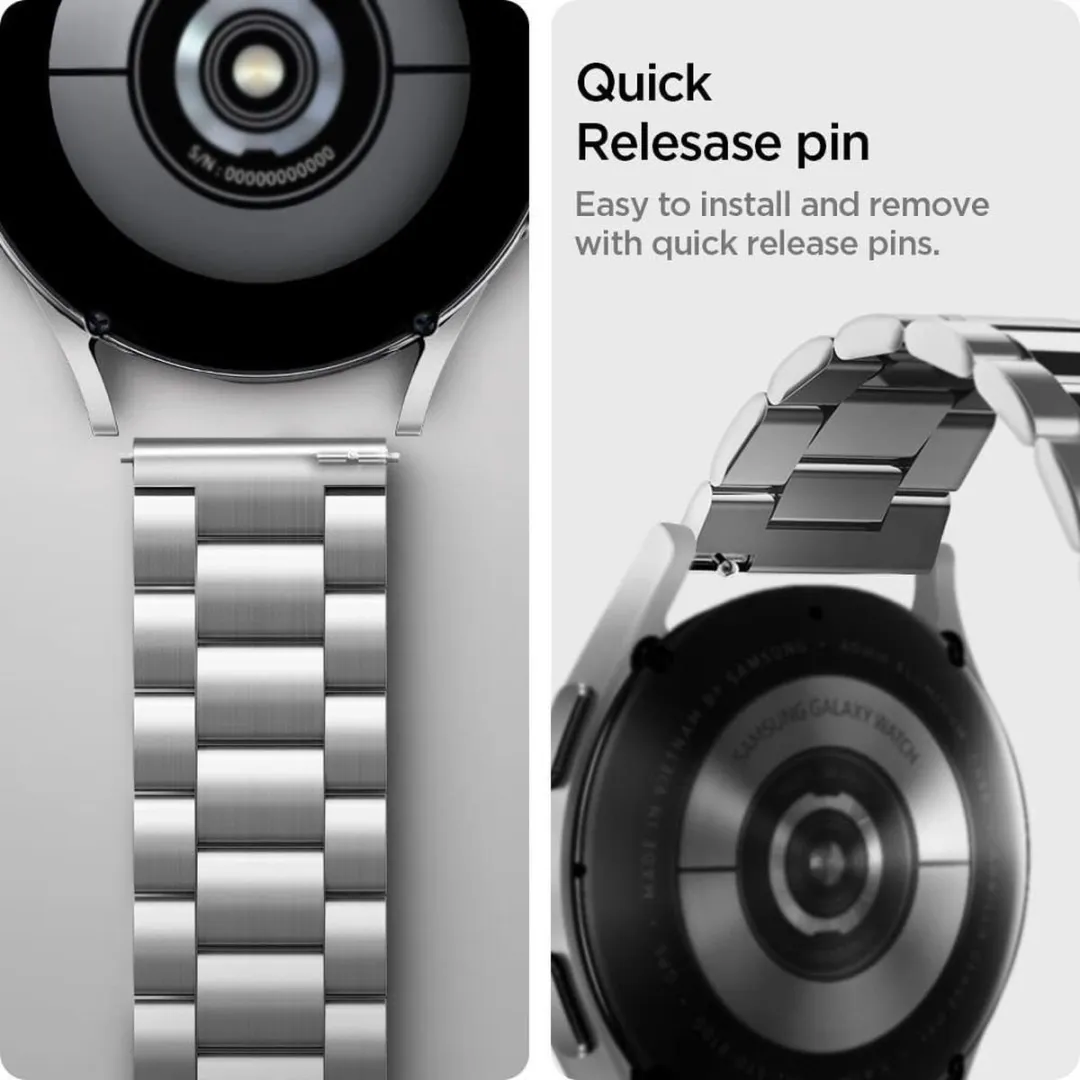 Spigen Modern Fit Roestvrijstalen Band Samsung Galaxy Watch 42mm - Zilver