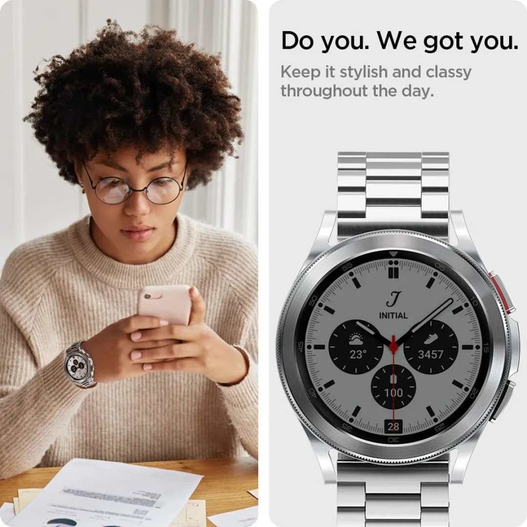 Spigen Modern Fit Roestvrijstalen Band Samsung Galaxy Watch 42mm - Zilver - afbeelding 6 van 6