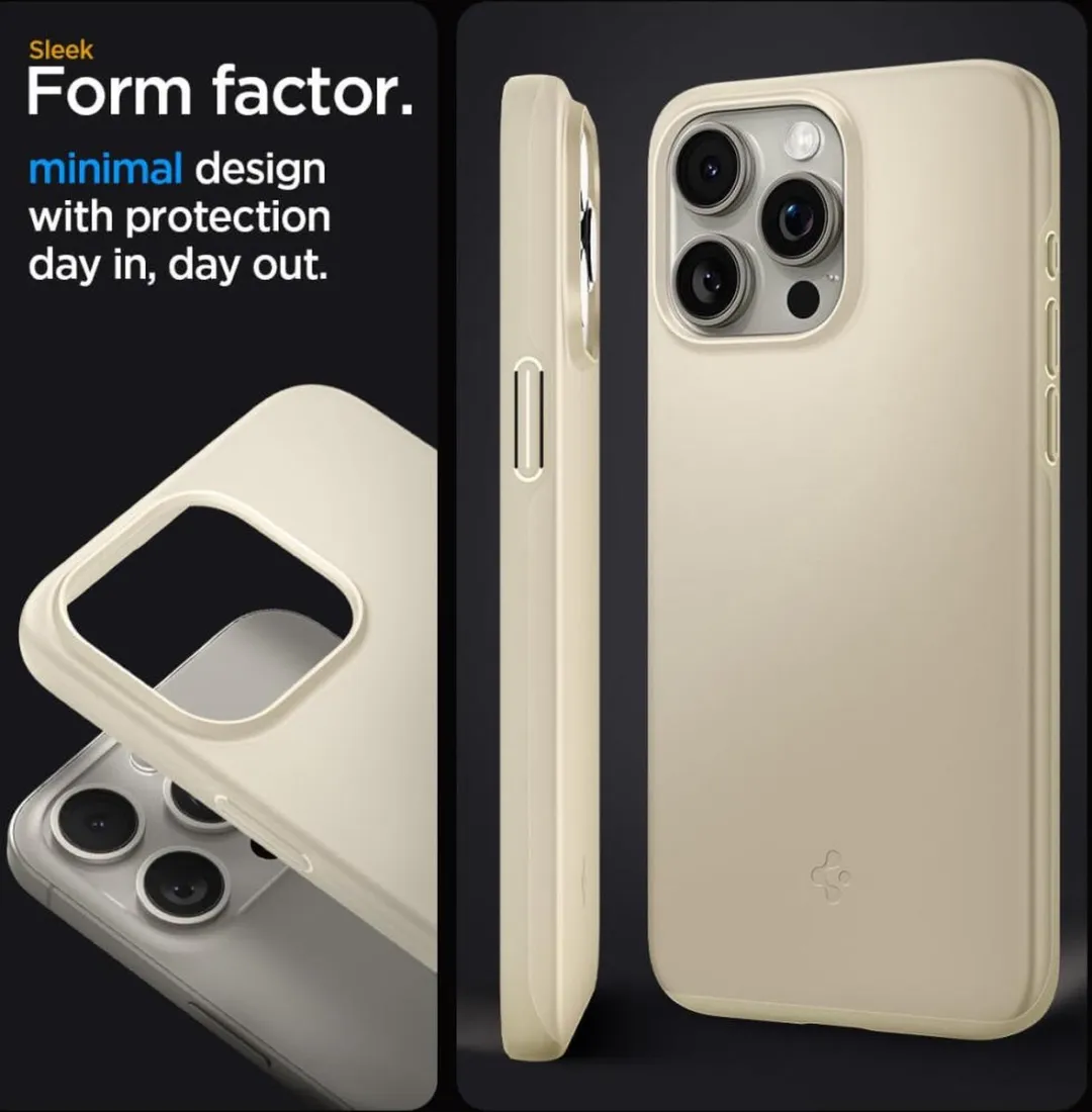 Spigen Thin Fit Hoesje iPhone 15 Pro ACS06694 - Zand - afbeelding 6 van 6